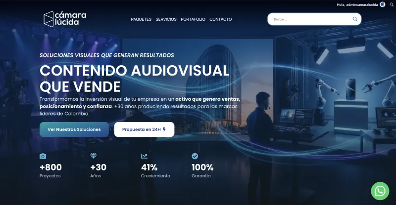 Sitio web de Cámara Lúcida en tablet