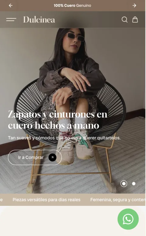 Sitio web de Dulcinea en móvil