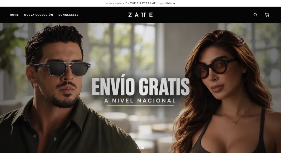Sitio web de ZATTE en escritorio